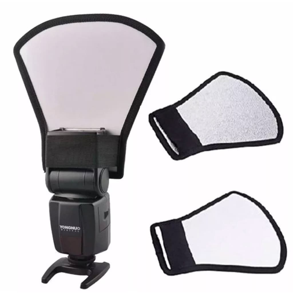 Difusor Rebatedor Universal Para flash Dois Lados Branco e prata