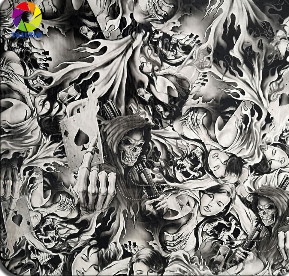 Pelicula Wtp Pintura Hidrográfica - Morte E Sedutoras - Tam 1m X 50cm