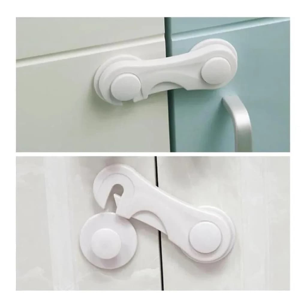 Kit 4x Trava De Gaveta E Armario Tranca Prendedor Infantil Bebe