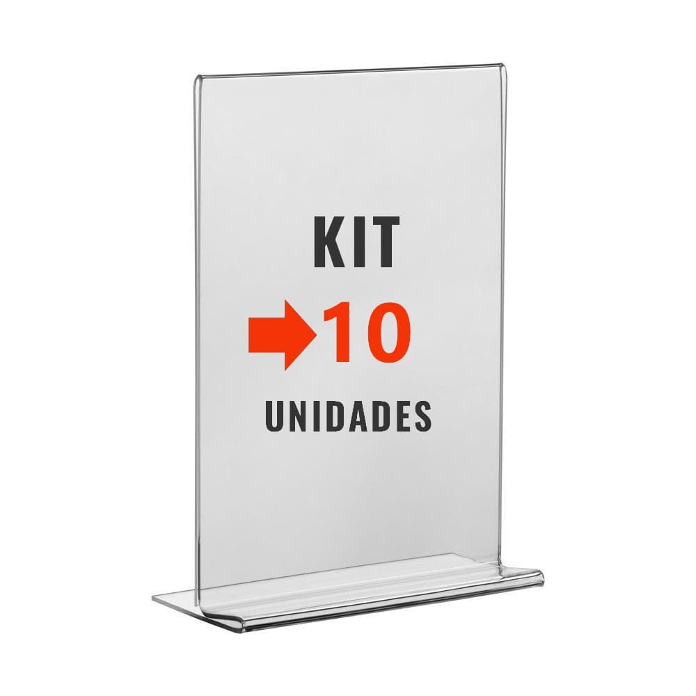 Kit com 10 Display Expositor Acrilico T 10x15cm Tamanho A6 de Mesa e Balcao para Cardapio Fotos Avisos Panfletos Qr Code
