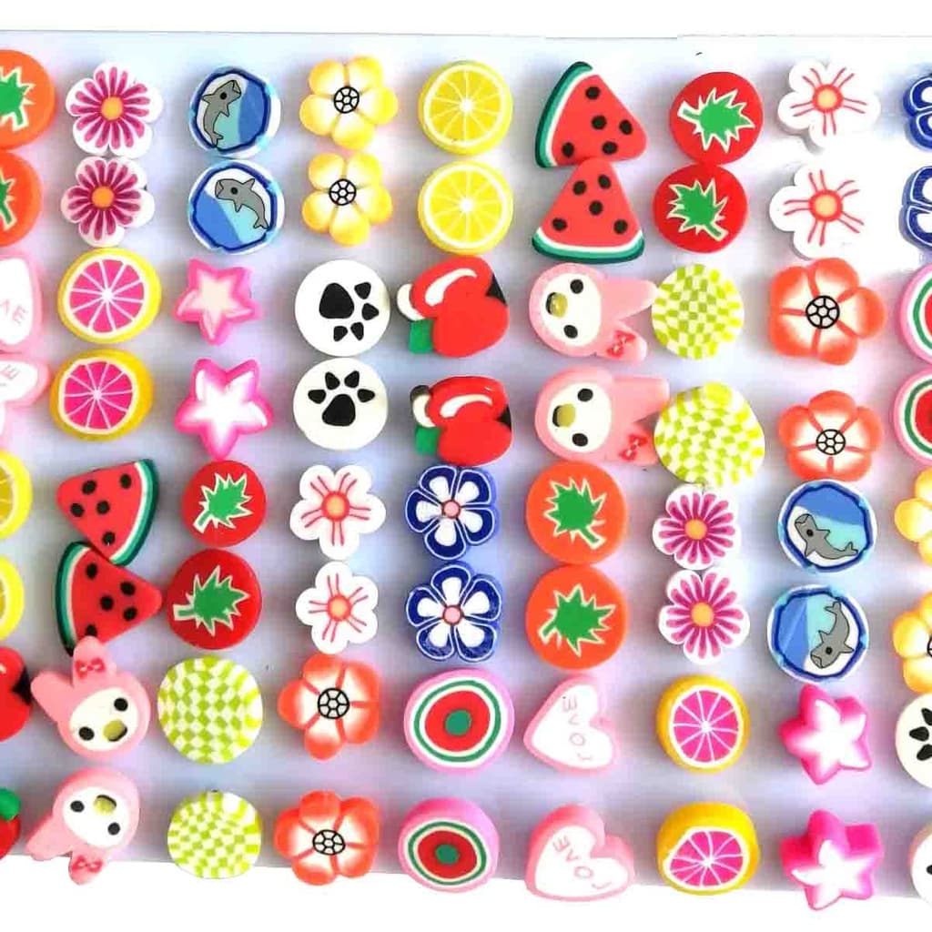 Brincos Infantil misturado Fruta/animal Resina Acrílico colorido kit com 12 pares