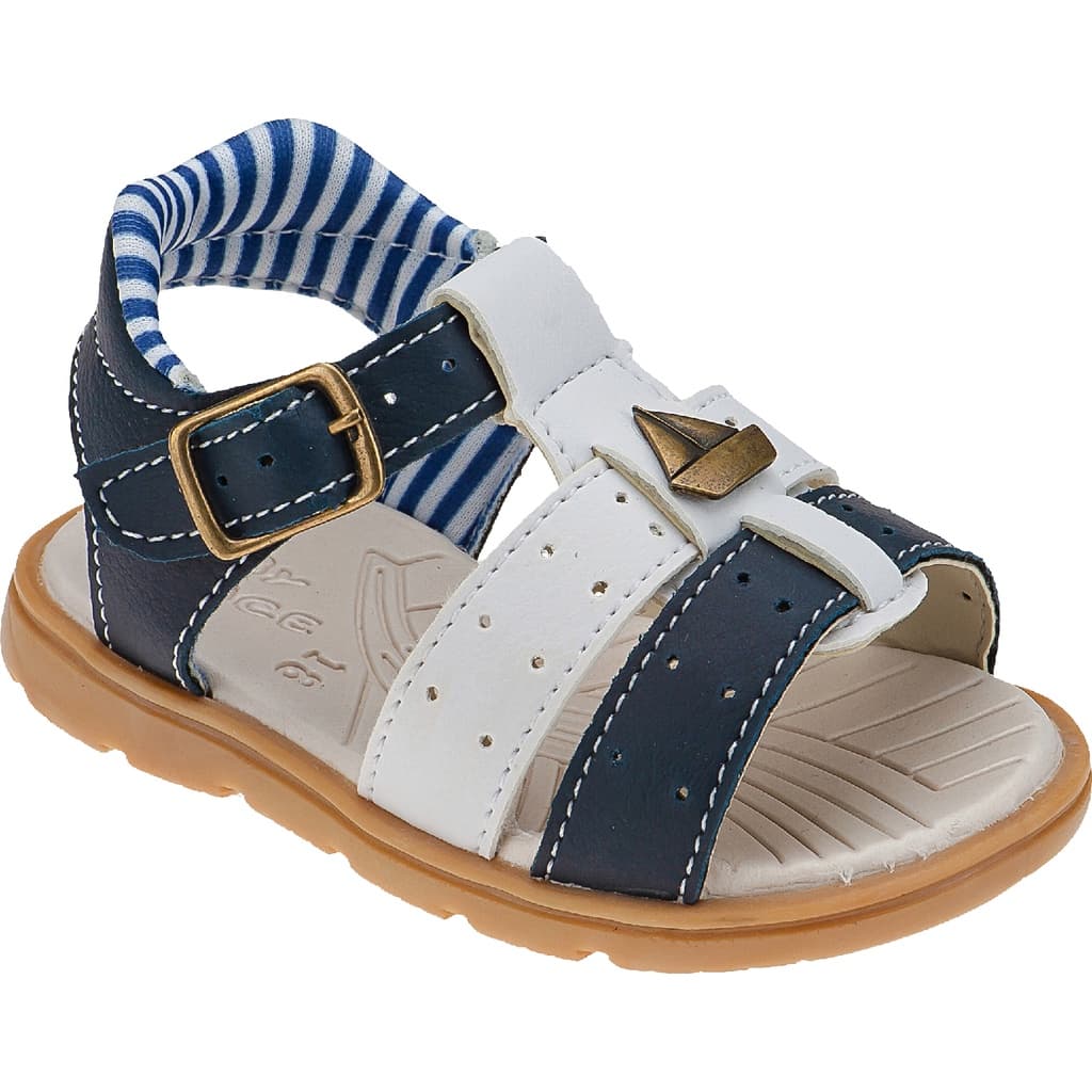 Sandalia Papete Menino Infantil Bebê Listrada Barquinho Fivela