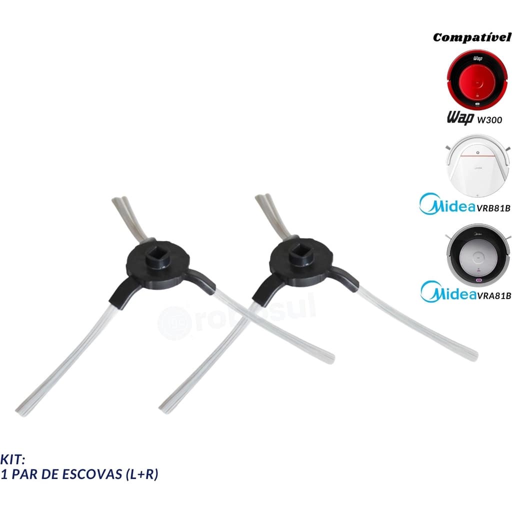 2 Escovas Para Robo Aspirador Wap W300 e Midea Smart