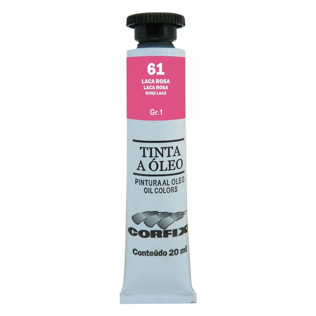 Tinta à Óleo para pintura em tela Corfix Bisnaga 20ml G1 - 61 Laca Rosa