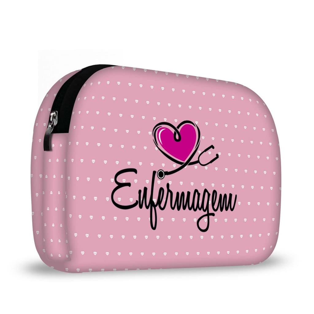 Necessaire Neoprene - Coleção Profissões - Enfermagem Rosa