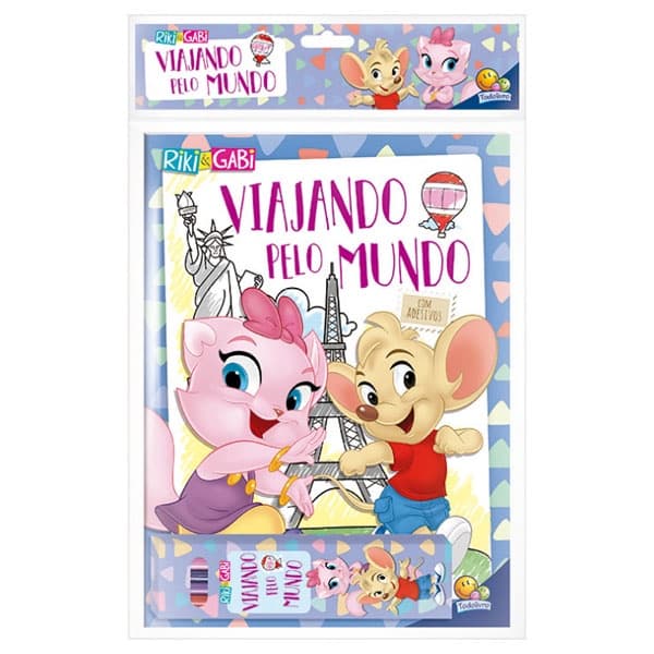 Kit Livro e Lapis de Cor Viajando pelo Mundo Riki & Gabi - Todolivro