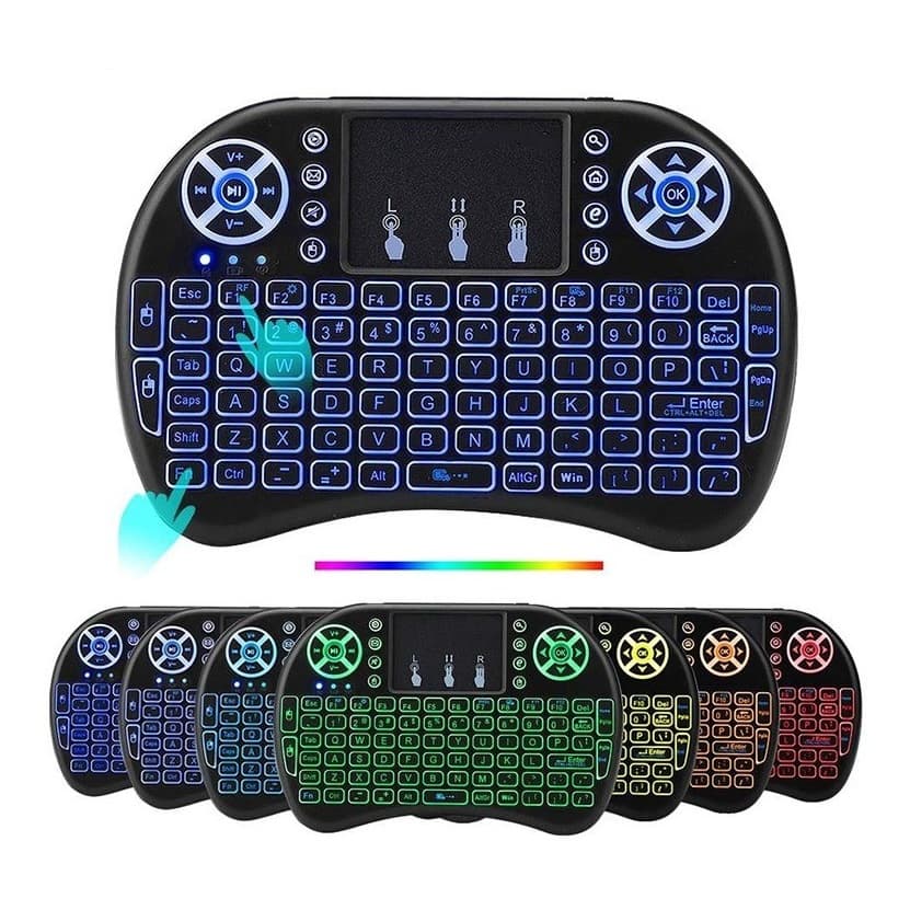 Mini Teclado Keyboard Controle Sem Fio Wireless Iluminado Luz Led para Smart Tv Tv box Pc