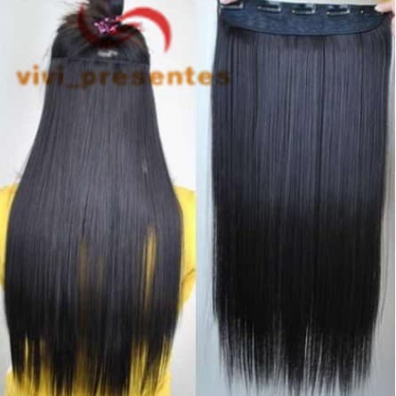 Extensão de Cabelo em Fibra Orgânica WENG Liso Com Aplique Tic Tac para Volume
