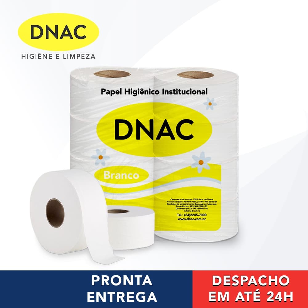 Fardo Papel Higiênico Rolão p/ banheiro Industrial 8x300m DNAC