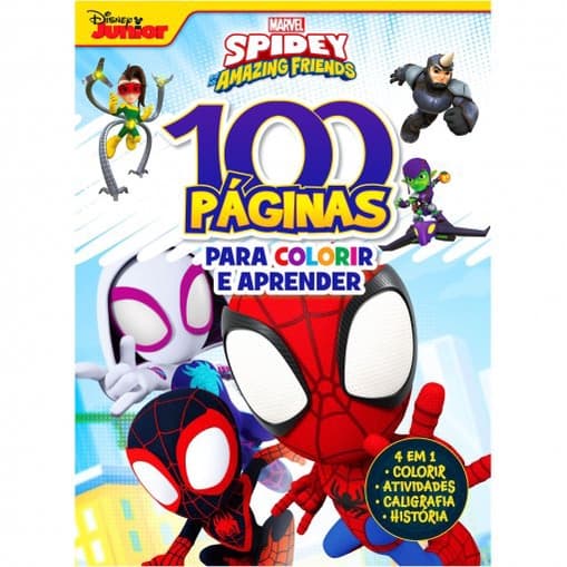 Livro 100 Paginas Para Colorir - Marvel Spidey Friends