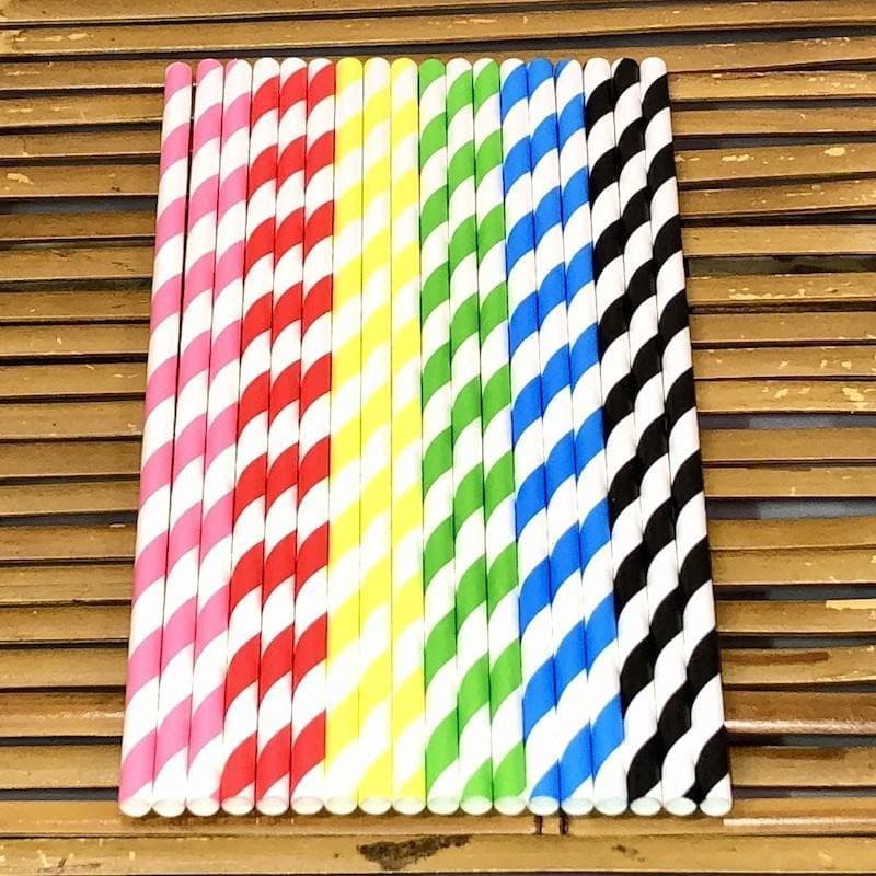 120 Canudos de Papel Listrados Coloridos Para Topo de Bolo