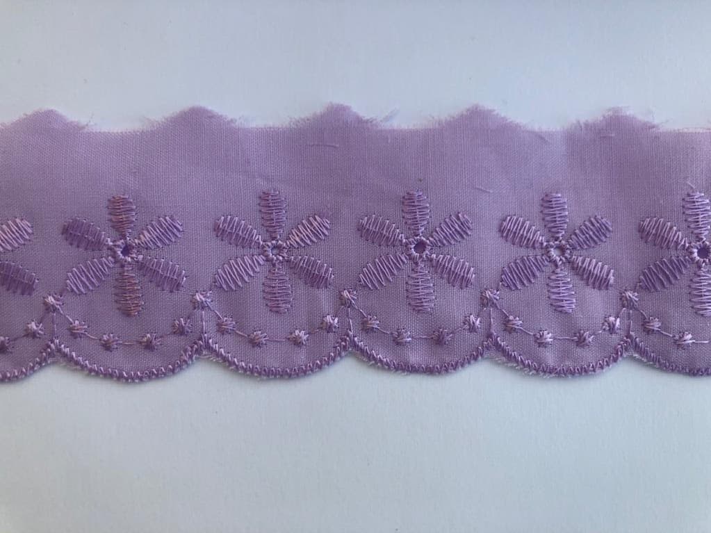 Renda Broderi Lilás 4,5 cm - 3 Metros