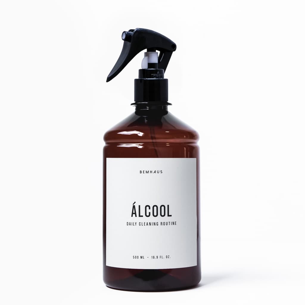 Frasco Ambar Alcool 500 ml Bemhaus Branco