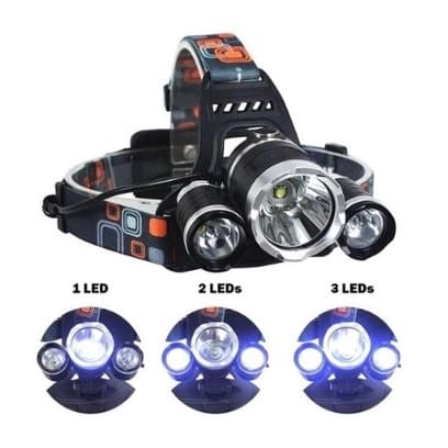 Lanterna de Cabeça Profissional Led Cree T6 3 Funções RP-3 TOP