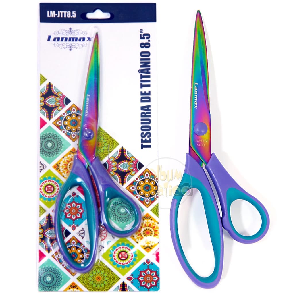 Tesoura Titânio Titanium 21,5 CM Costura Uso Geral  Não Perde O Corte Lanmax Titaneo