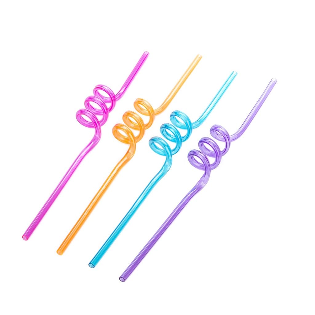 Canudo Rígido Espiral Cores Diversas - 4 unidades - Canudo Divertido