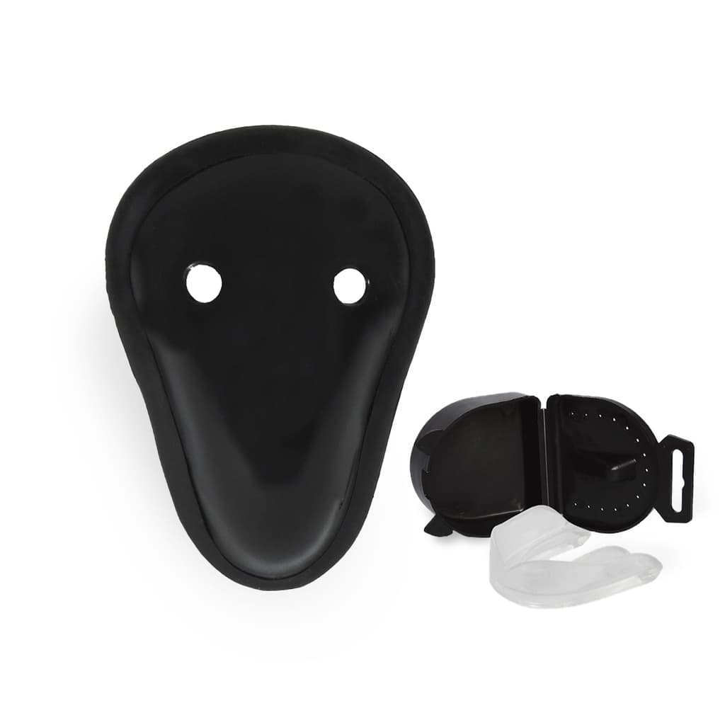 Protetor Genital Coquilha + Protetor Bucal Simples C/ Caixinha Muay Thai, Boxe