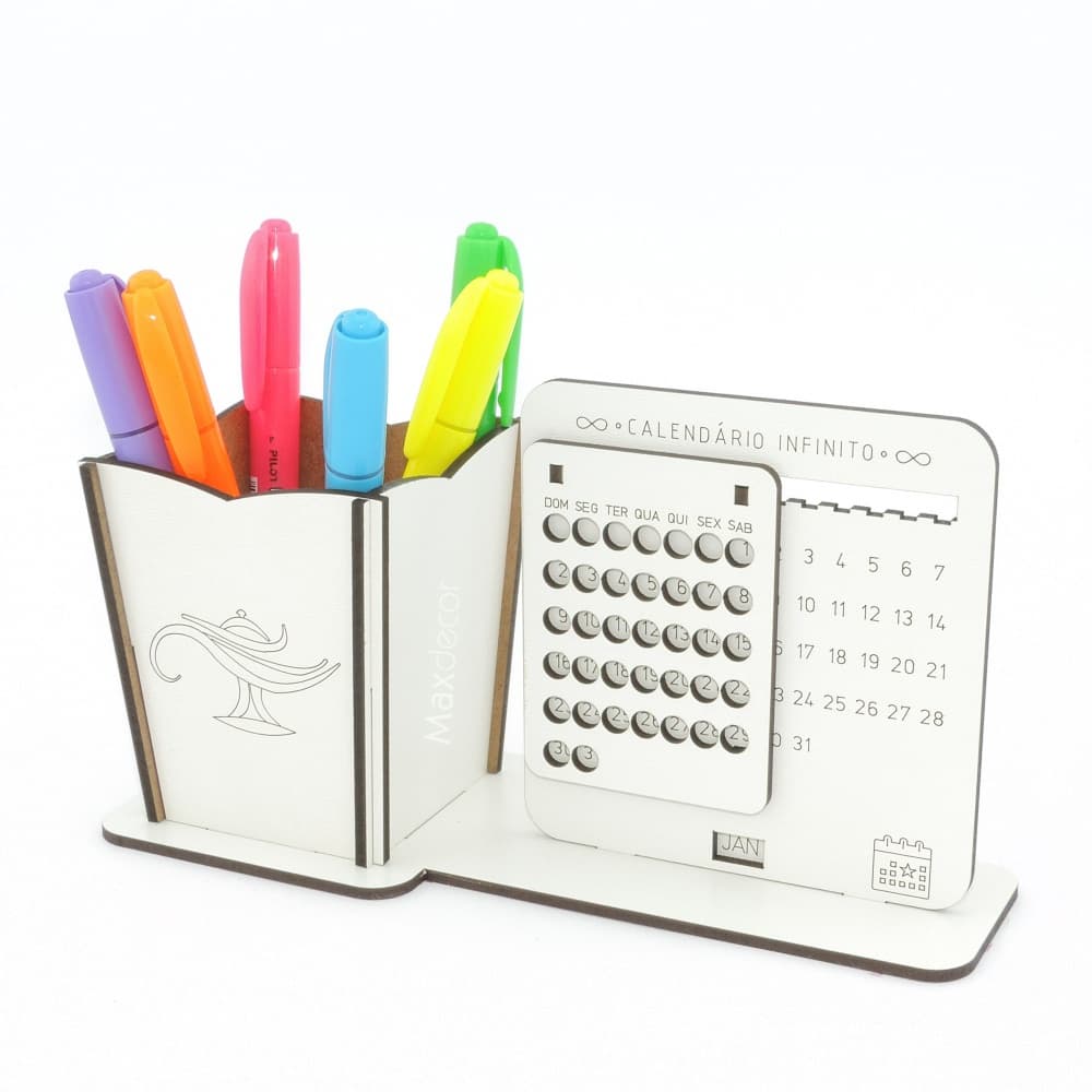 5 Calendário Infinito e Porta Lápis Personalizado Mdf - Enfermagem