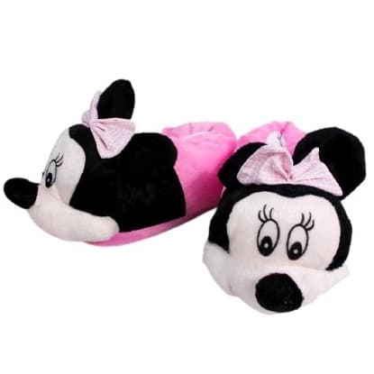 Pantufas quentinhas Minnie rosa ou vermelha
