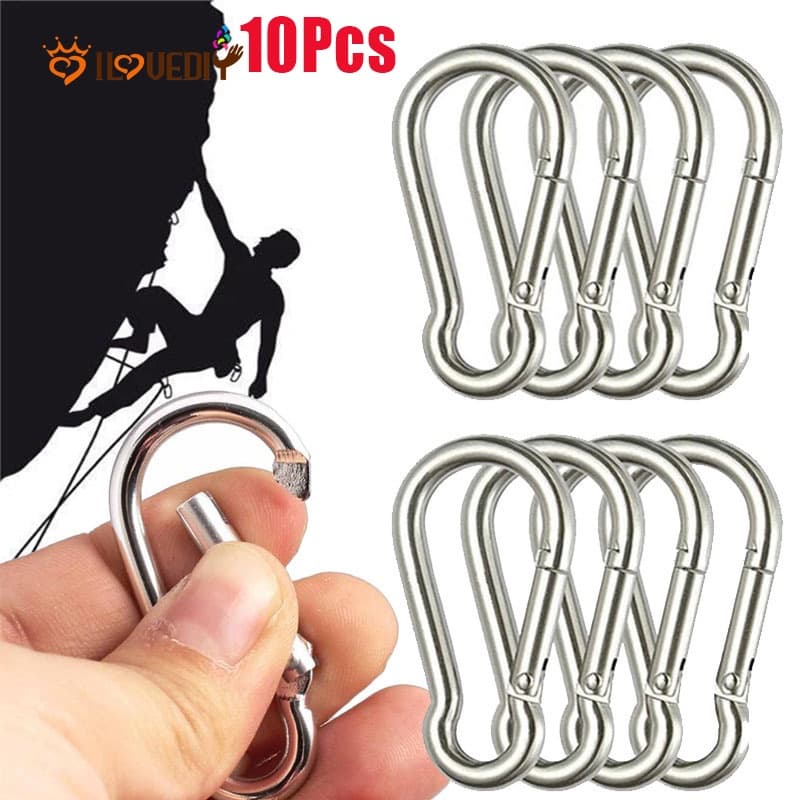 10Pcs Mini Mosquetão Multifuncional De Mola De Liga Clip/Durável Anel D Chaveiro De Pressão/Grampo De Carabiner Para Escalada De Acampamento Ao Ar Livre Caminhadas
