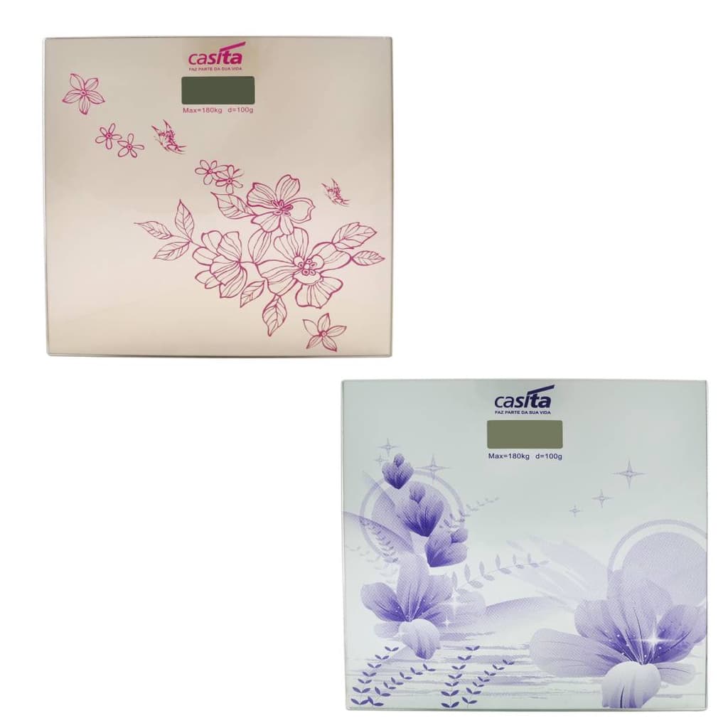 Balança Digital Vidro Temperado Quadrada 180 kg Estampada Floral