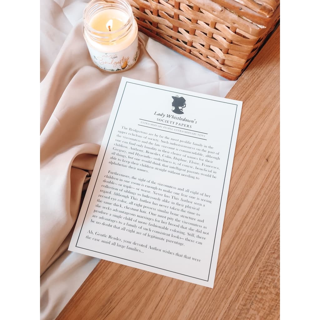 Card Cartão Decorativo Publicação Lady Whistledown - Os Bridgertons