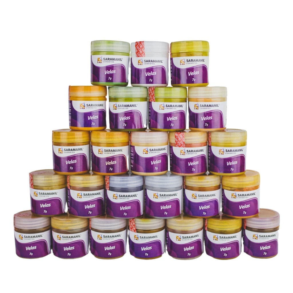 Kit Corantes de Vela 7g Pó Saramanil Anilina A Óleo Parafinas barra lentilha gel cera (Várias Cores)