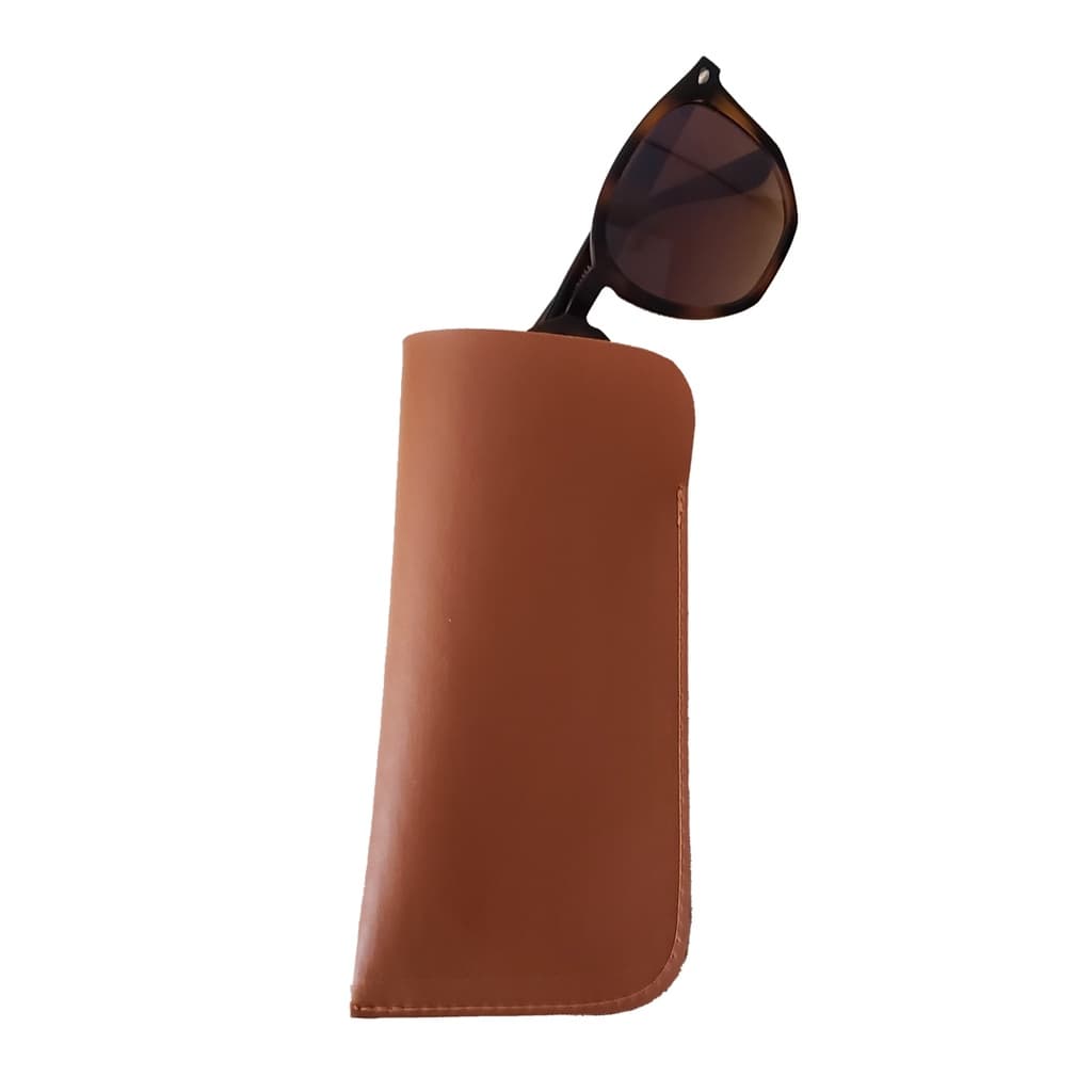 Porta Óculos de Sol Estojo feito em Couro Sintético Caramelo