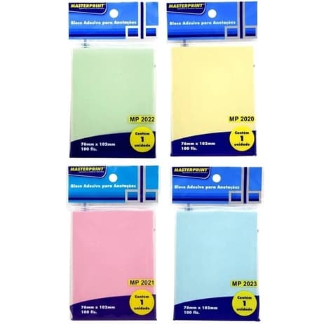 Bloco Adesivo Anotações Pastel 76mmx102mm Masterprint 100 Folhas