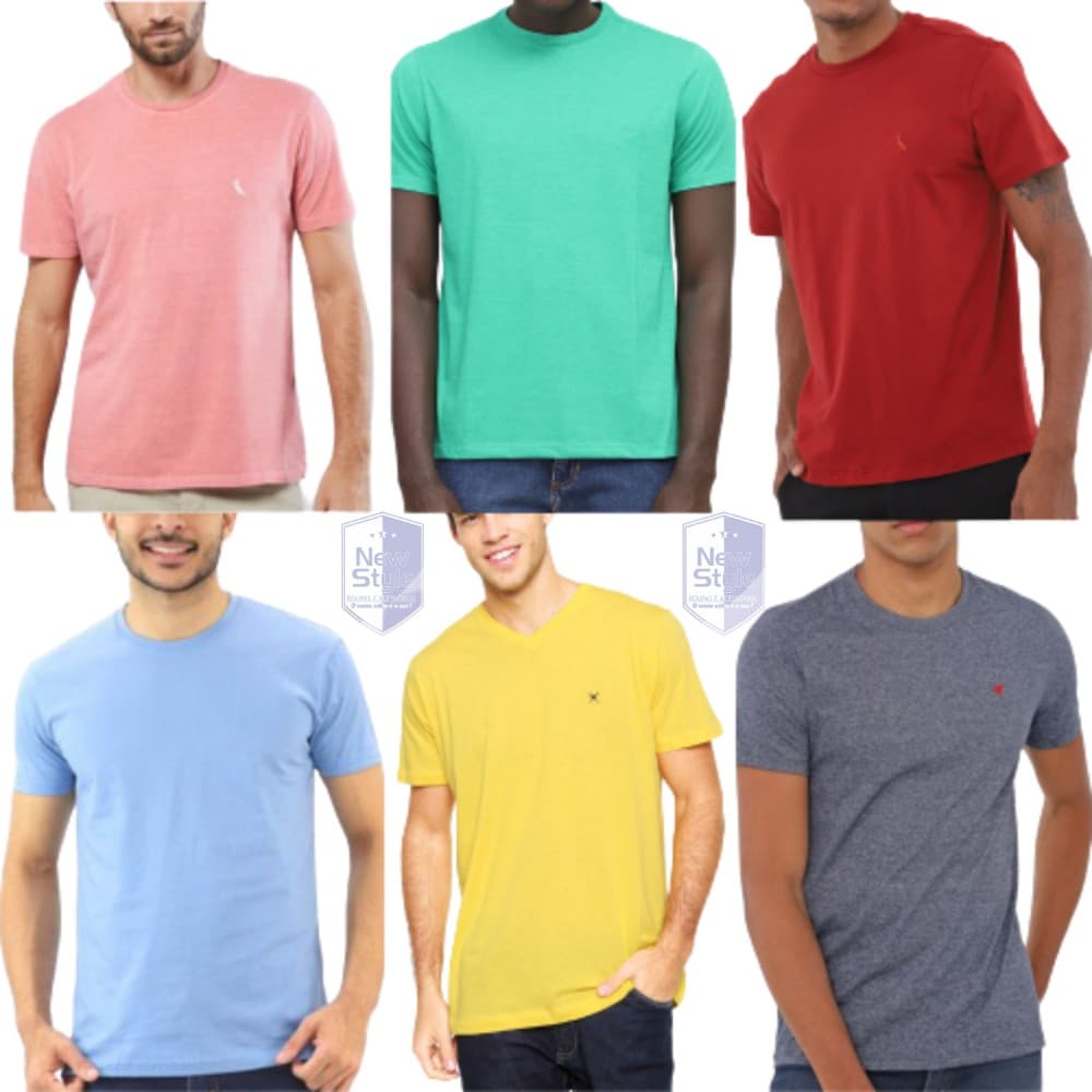 Kit 5 Camisetas Atacado Lisas e Bordadas marcas internacionais algodão 30.1