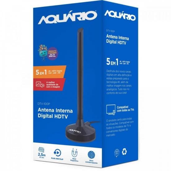 Antena Interna De Tv Digital Aquário 5 Em 1 DTV-100P