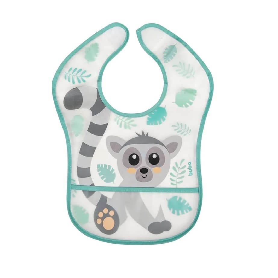 Babador Plastico Com Bolso Pega Migalhas E Ajuste Buba Lemure Coala Dino Tigrinho Arco Iris