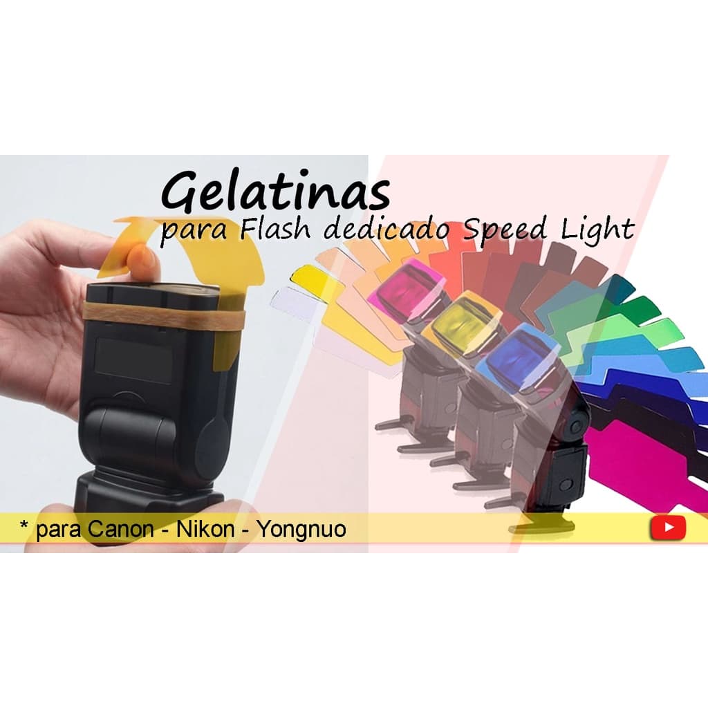 Filtro Difusor Colorido Universal para Flash Canon Nikon Yongnuo com 20 Gelatinas