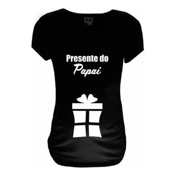 Baby Long Blusa Gestante Grávida Divertida Presente Do Papai 100% Algodão Preto