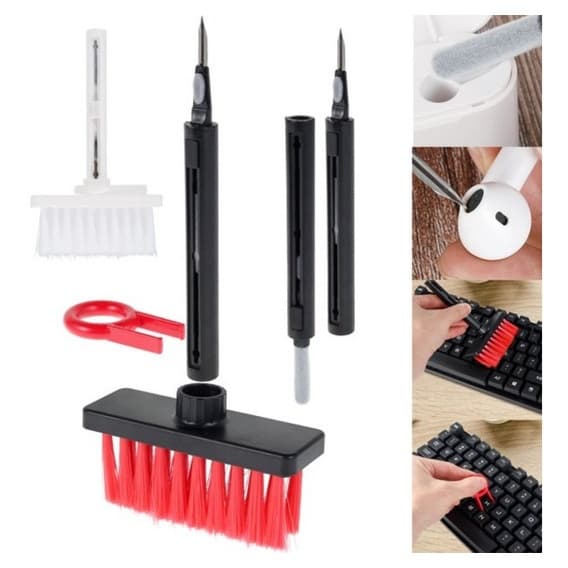 Escova Limpa Teclados Fone de Ouvido Multifuncional 5 em 1