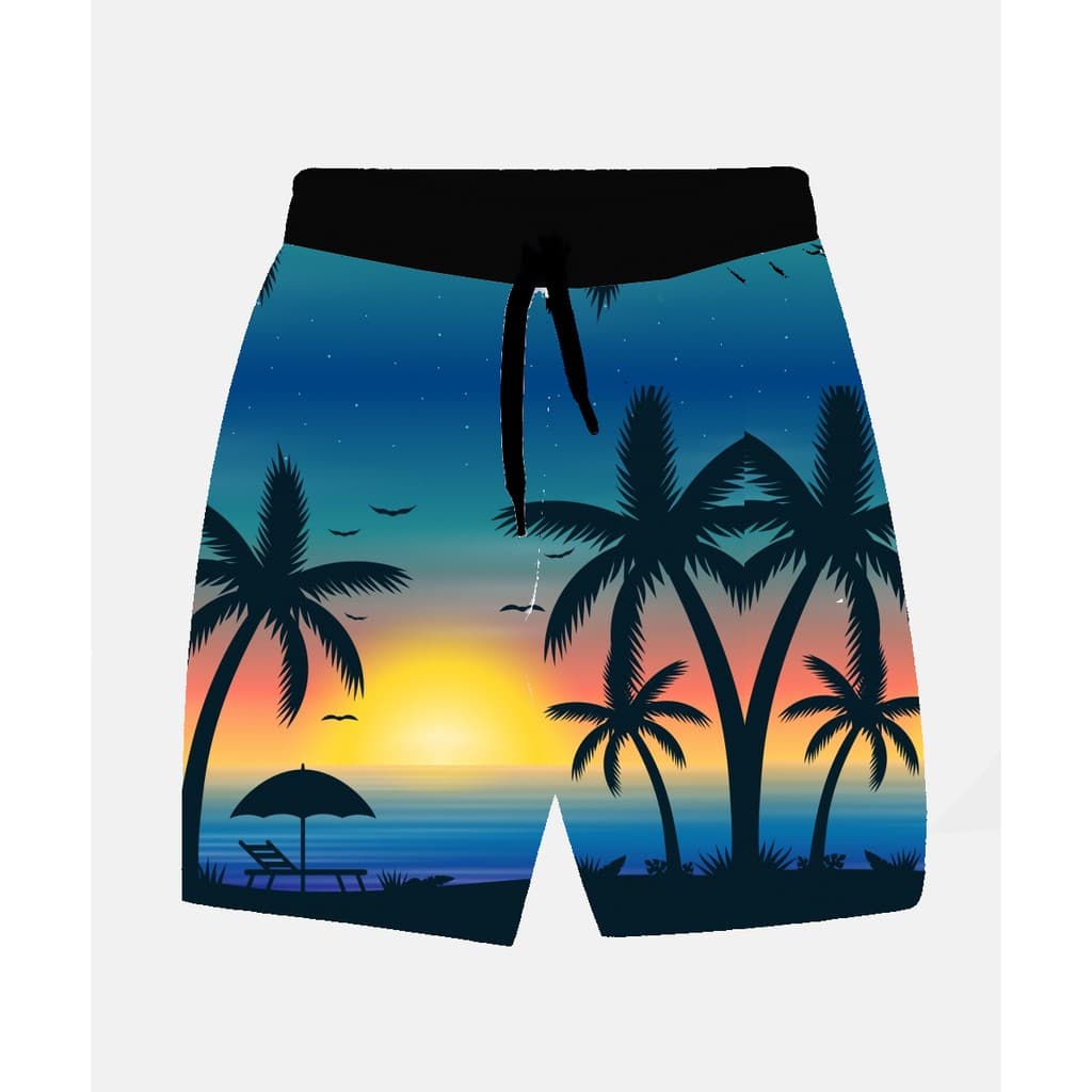Bermuda Masculina de Moletom Estampada Por Sublimação Paisagem Coqueiros A07
