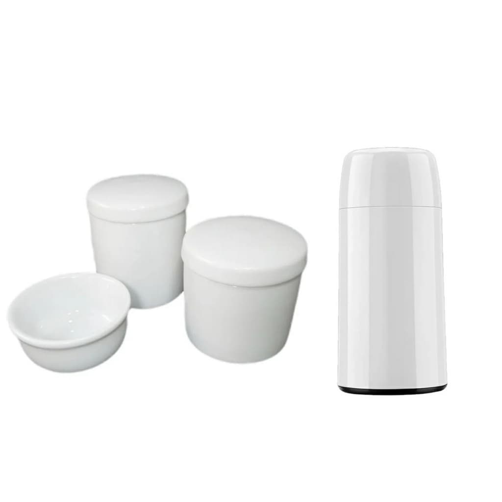 Kit Higiene Bebê Porcelana 4 peças com Garrafa Térmica maternidade menino menina porta algodão cotonete