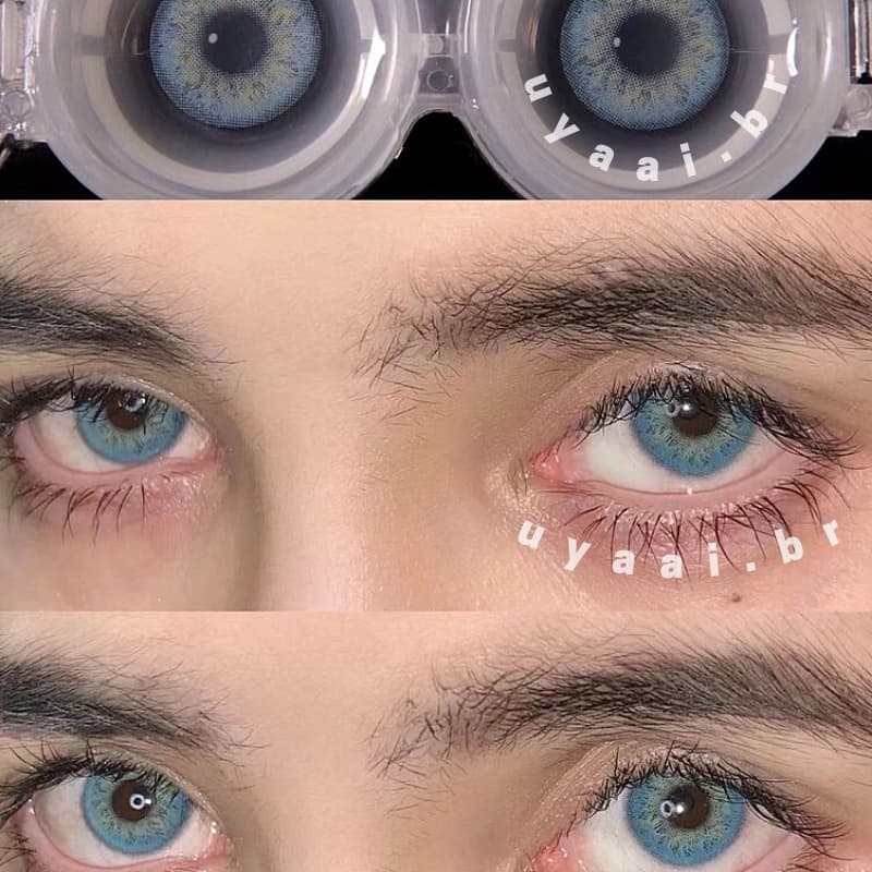 UYAAI 2pçs Lentes De Contato Coloridas Naturais Azul Russa