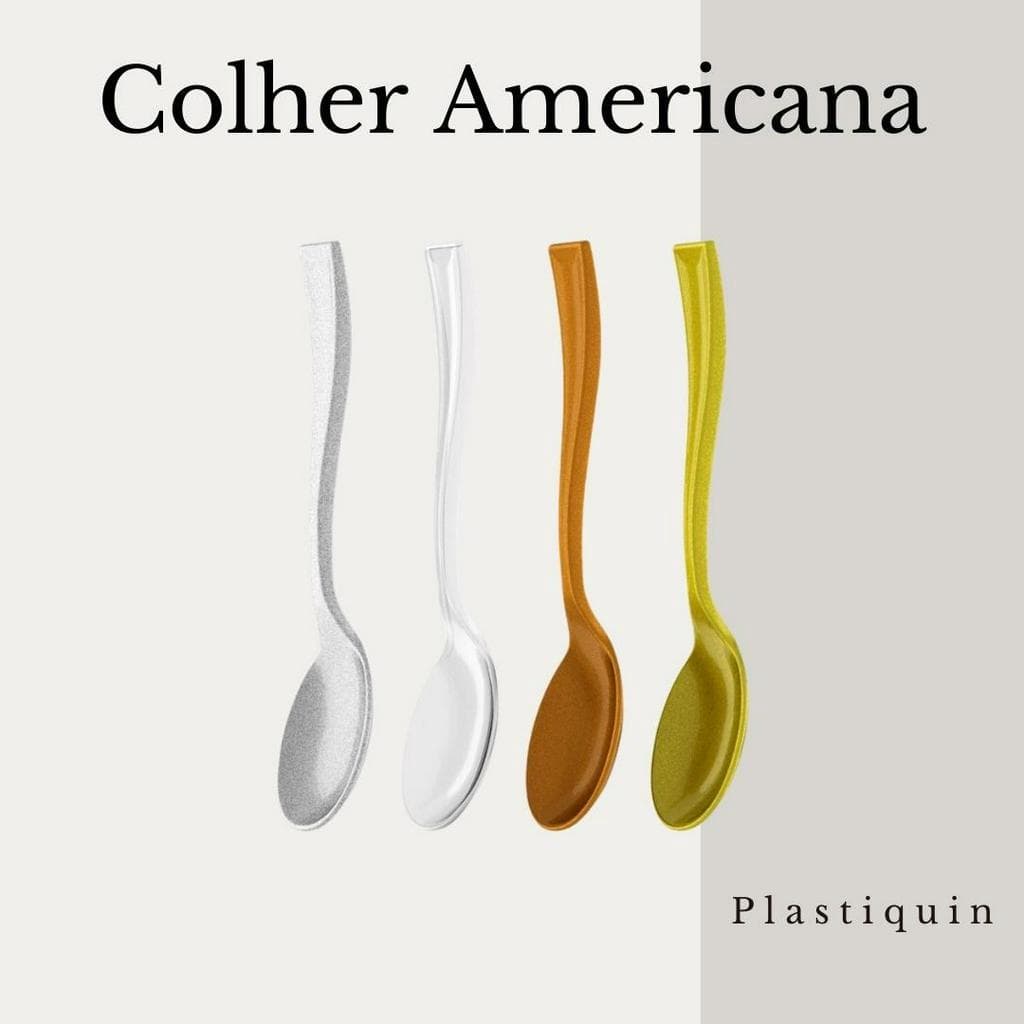 Mini Colher Americana Com Pacote 20/40/80 Unidades Prata/Cristal/Bronze/Ouro