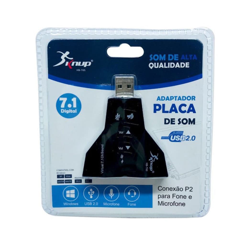 Adaptador Placa De Som 7.1 USB Fone Microfone Pc Notebook