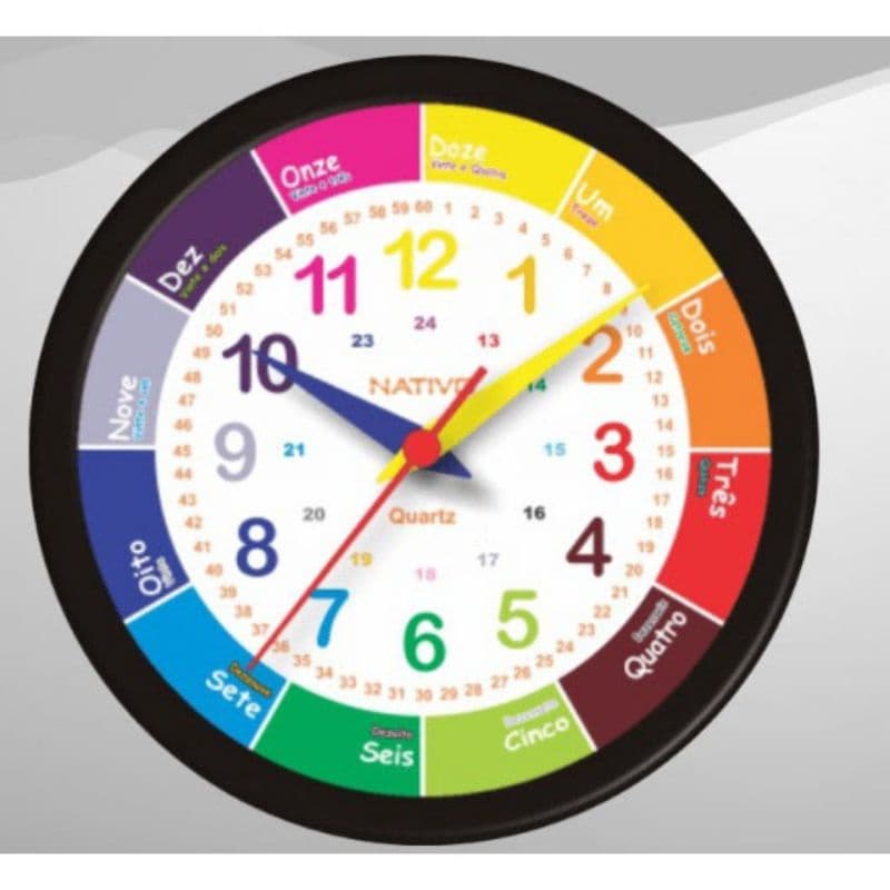 relógio de parede redondo educativo infantil -nativo