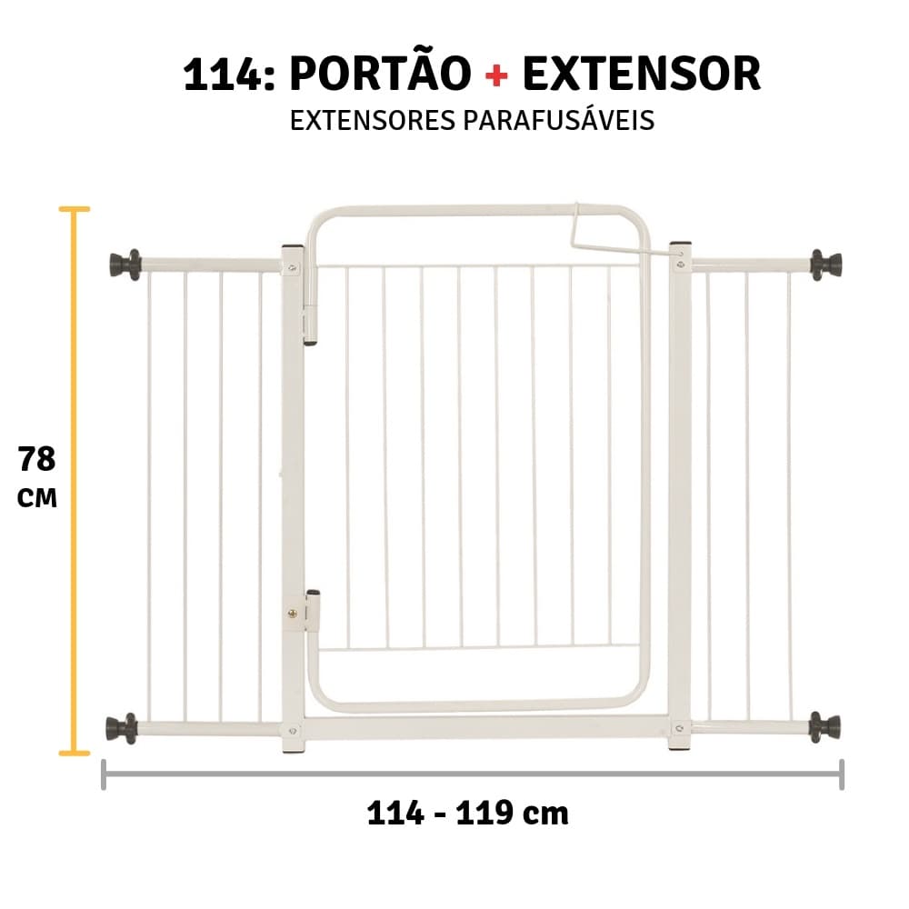 Grade De Porta Portão Proteção Cachorro Criança 114 A 119 Cm