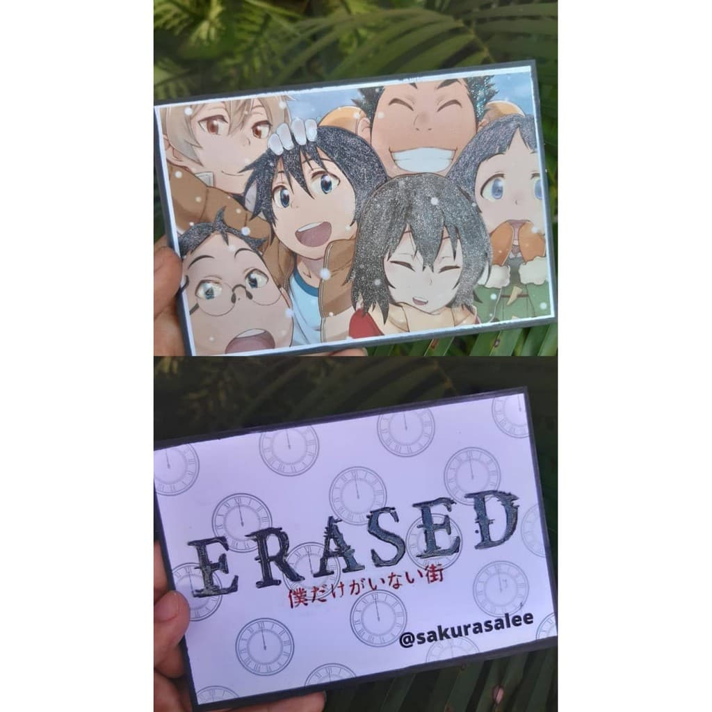 Cartão personalizado do anime e mangá Erased