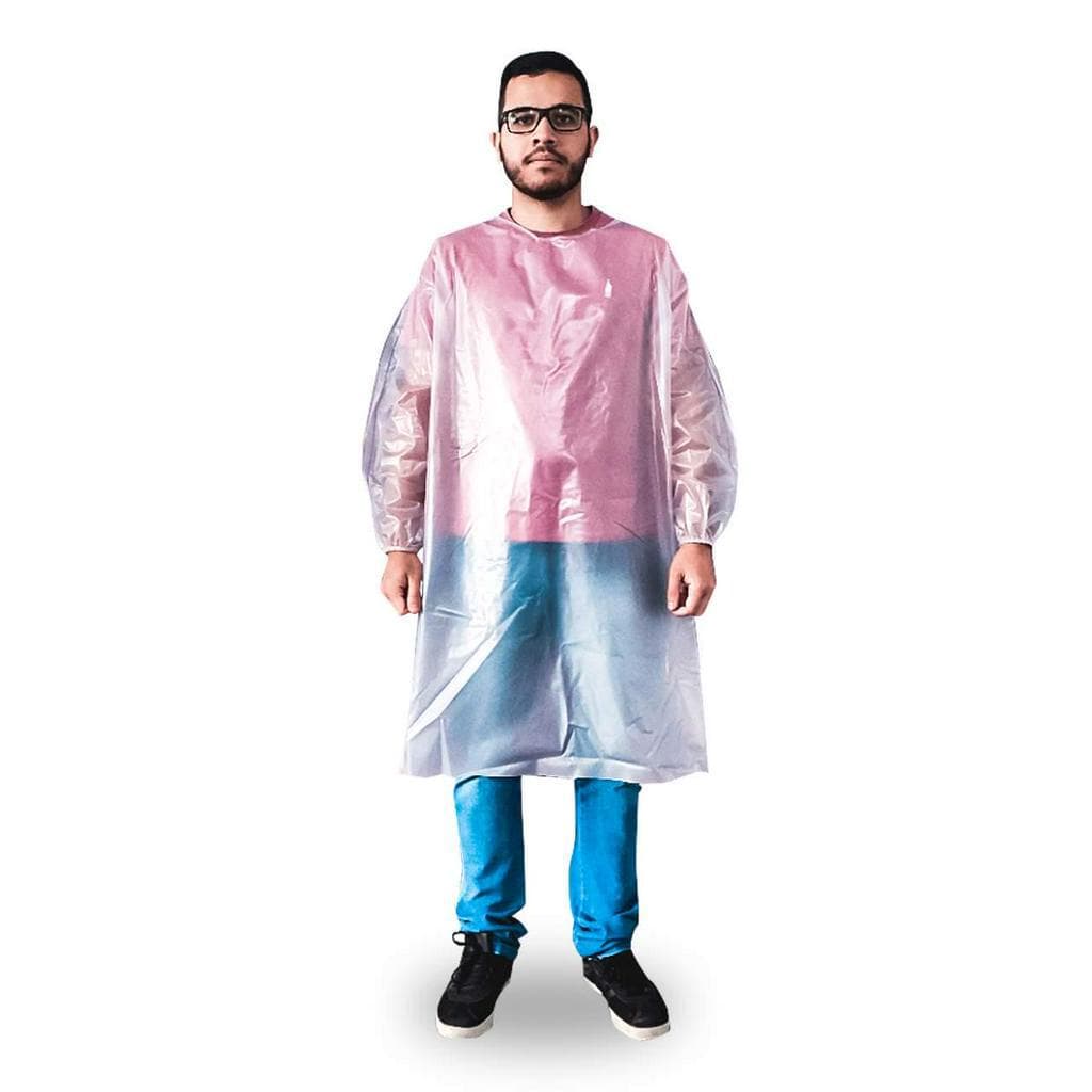 Avental PVC Laminado Impermeável Manga Longa Barbeiro Incolor Multiuso