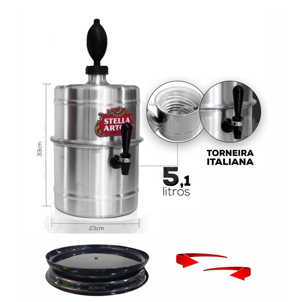 Chopeira Stella Portatil A Gelo Aluminio + Base Giratória