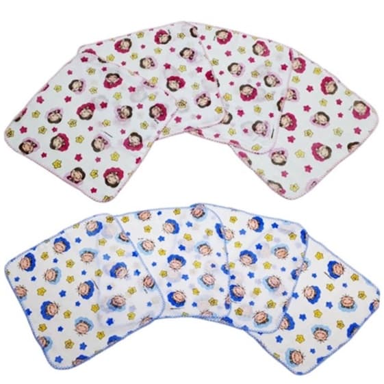 Fraldinha De Boca Bebê Turma Da Mônica E Cebolinha 33x33cm Com Crochê