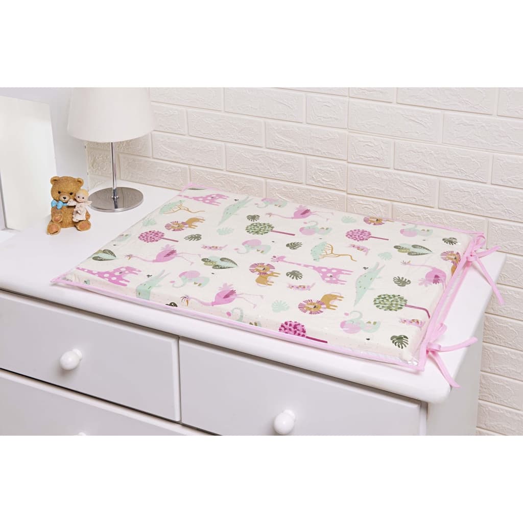 Trocador Para Comoda De Bebê Safari Rosa Girafinha Leão Trocador De Bebe Rosa Bichinhos Viés Rosa