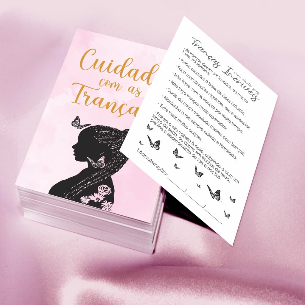 Cartão cuidados com as tranças