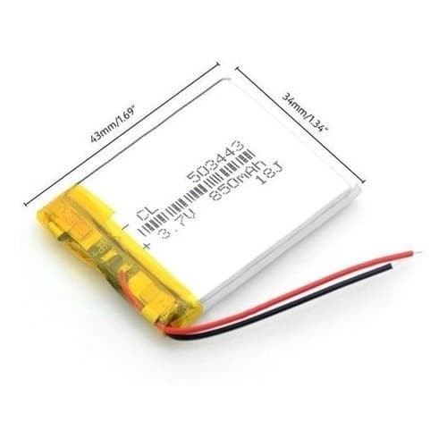 Bateria  850 Mah  3.7v  Com 2 Fios 5mm X 34mm X 43mm