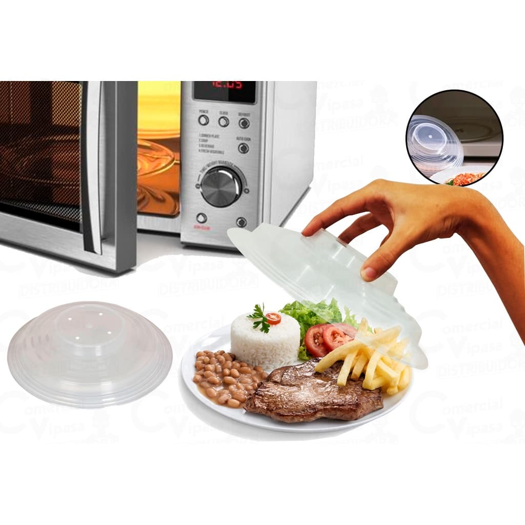 Tampa Protetora D e Alimentos Para Micro-ondas Plástico Transparente 26cm